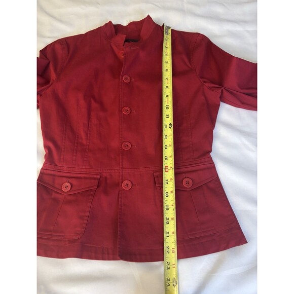 RALPH LAUREN Vintage Red Button Front Jacket Women 4 Long Sleeve Peplum Cotton - Picture 11 of 12